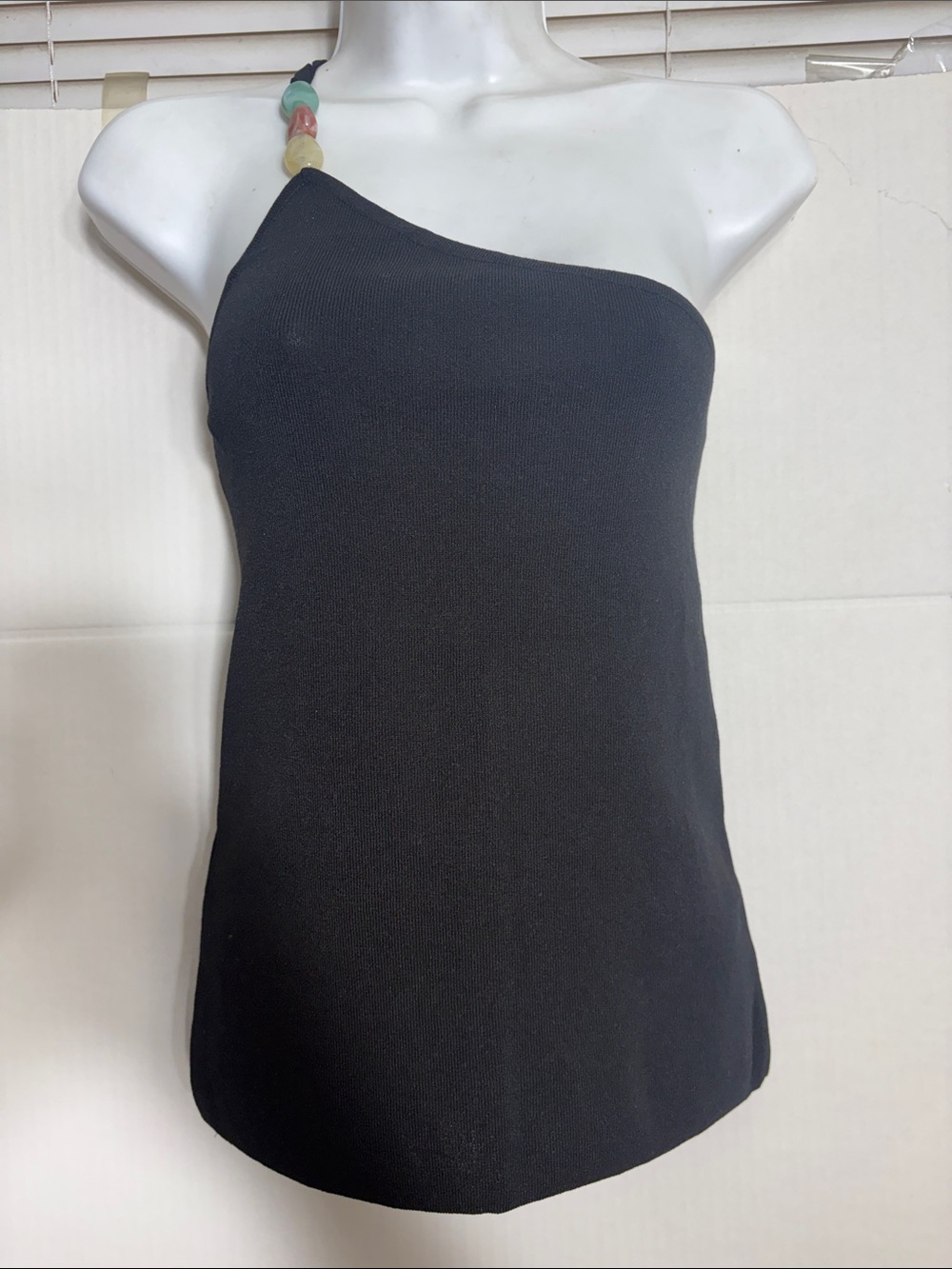 Mango Asymmetric One-Shoulder Black Dress